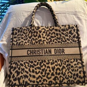 Dior Leopard Print Canvas Tote